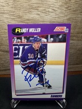 1991-92 Score American #79 Randy Moller New York Rangers In-Person ON-CARD AUTO