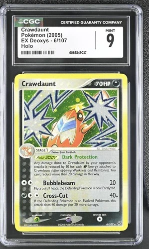 CGC 9 MINT Crawdaunt 2005 EX Deoxys 6/107 Holo Pokemon Card