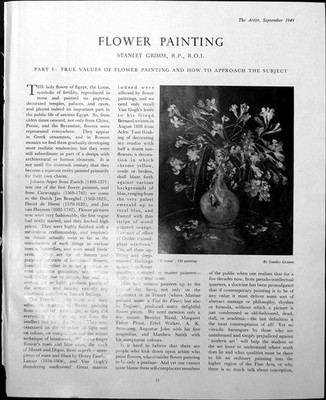 Antiker Druck Freesien Stanley Grimm Rhododendren aus Ölgemälde 1949 0 20.