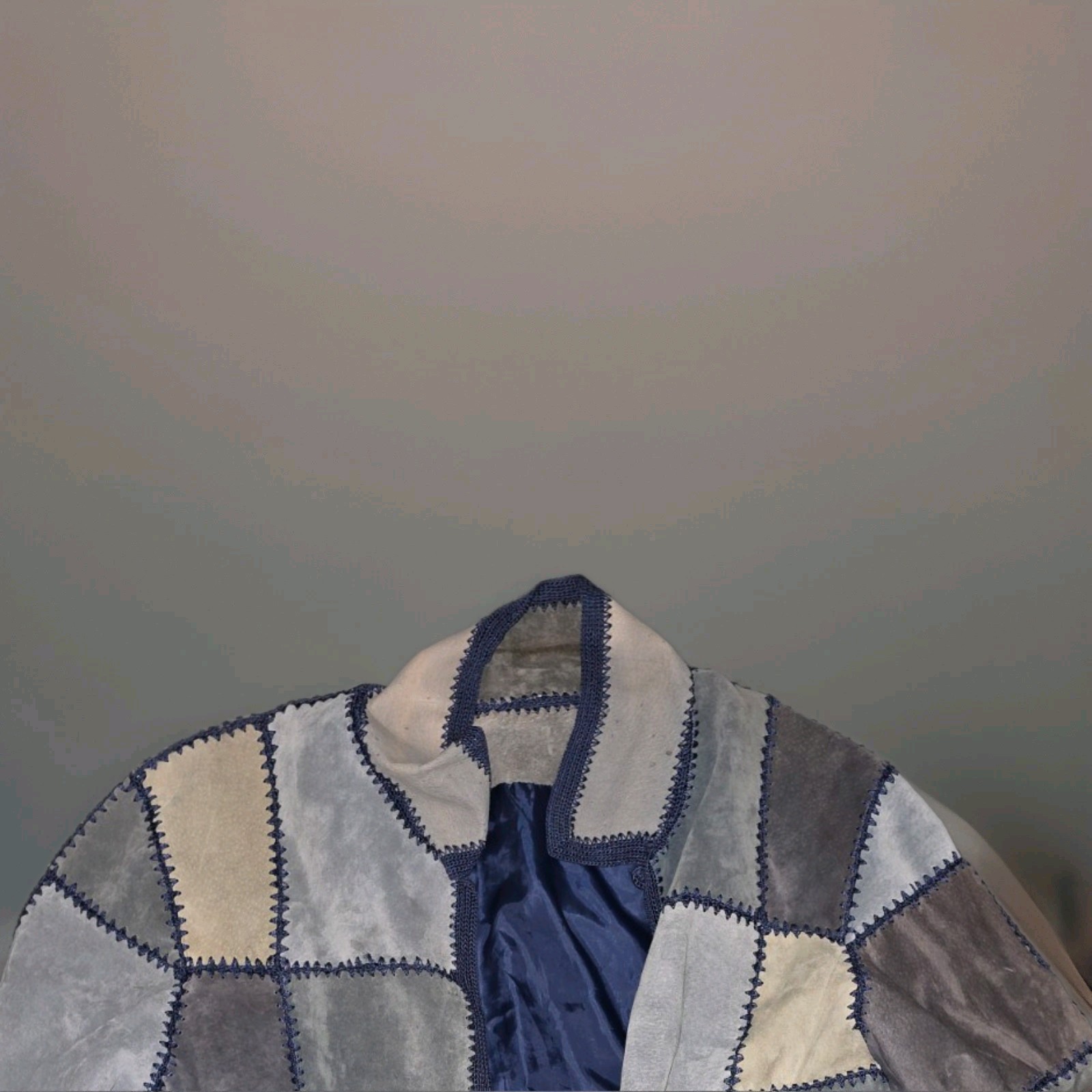 Womens Medium Suede Patchwork Jacket Crochet Butt… - image 3