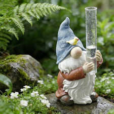 Rain Gauge Outdoor, 8Inch Resin Garden Gnome Rain Gauge Hand Painted Gnome Statu