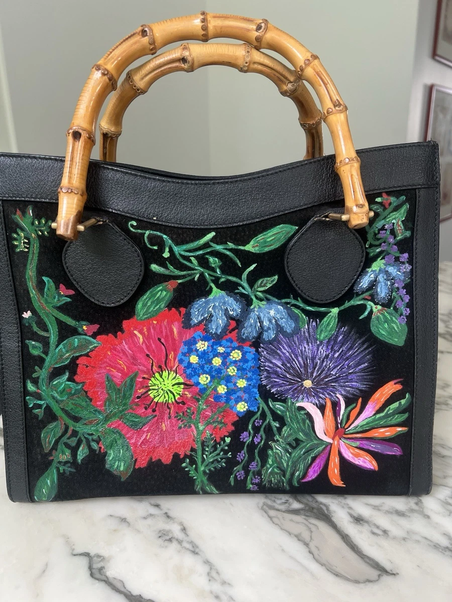 GUCCI フローラル ボタニカル キャンバス トート ネイビー Gucci Bamboo Floral Bags & Handbags for Women for sale | eBay