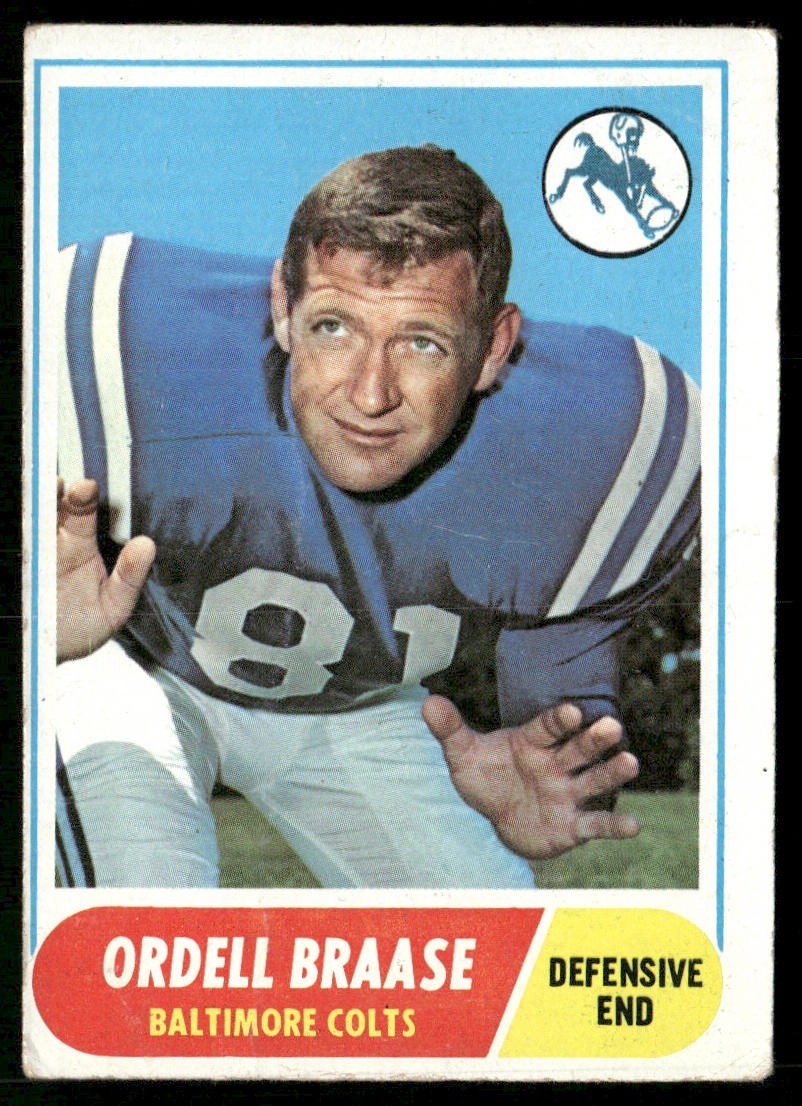 Ordell Braase 1968 Topps #126 Baltimore Colts VG Light Crease