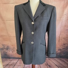 Lauren Ralph Lauren Wool Herringbone Equestrian Blazer Velvet Collar Gray 6