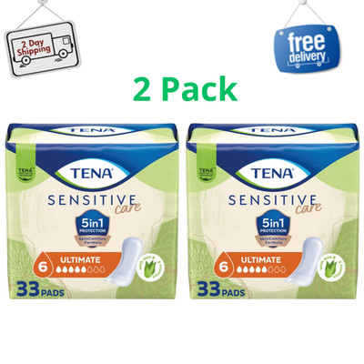 Tena Sensitive Care Incontinence Pads, Ultimate Absorbency, Women, 33 Ct, 2 Pack