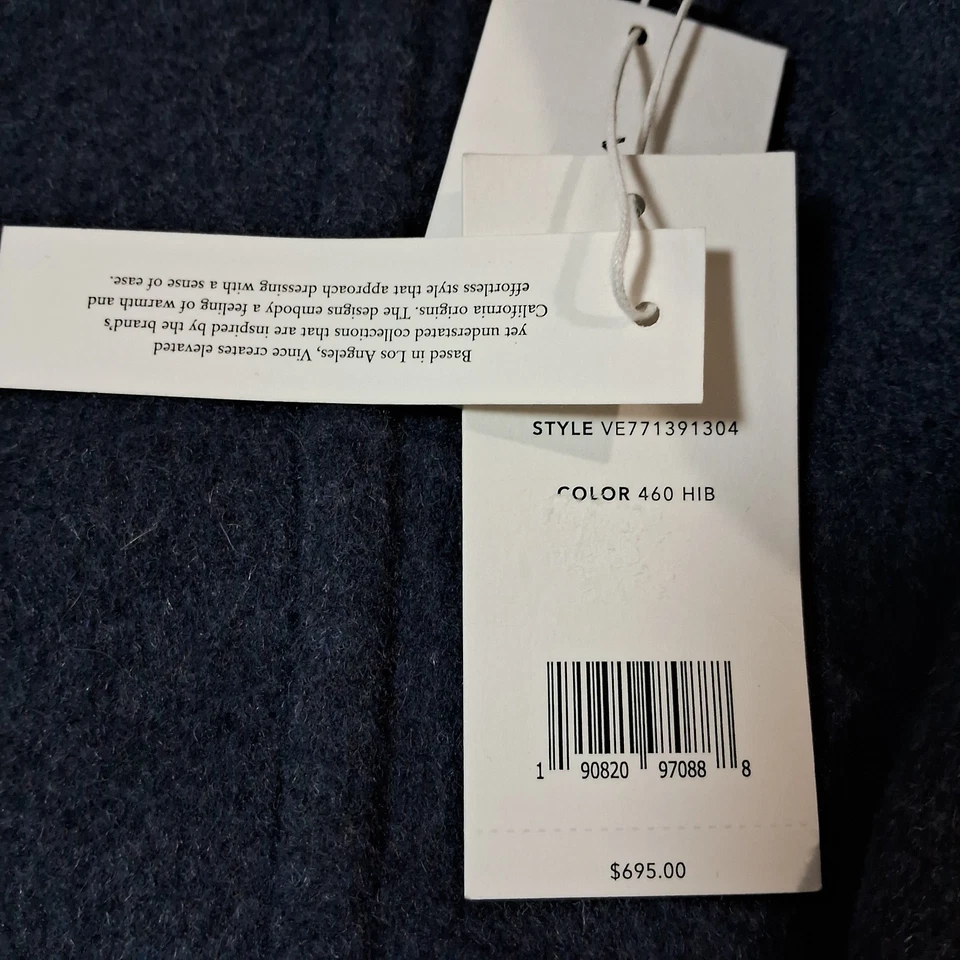 VINCE Women's Wool Long Classic Straight Coat in Medium Heather Blue XXL $695 - Image 4 of 4