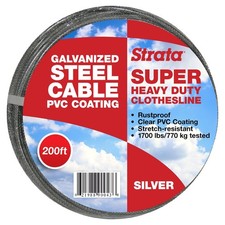 Strata 200 Feet Clothesline Outdoor Heavy Duty Galvanized Wire Steel Cable