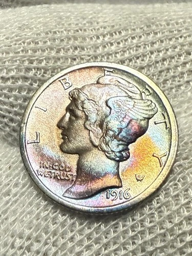 * 1916-P FSB * PRISTINE+ GEM BU MS MERCURY SILVER DIME *FROM ORIGINAL COLLECTION