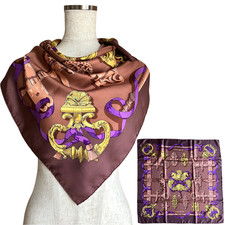 HERMES Carre 90 "FERRONNERIE" 100 Silk Scarf Vintage Rare Cleaned