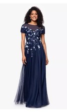 Betsy Adam Mesh Sequin Embroidered Cap Sleeve Gown,sz 6,new