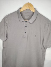 All Saints Reform Short Sleeve Polo Shirt Men's Size Small Gray