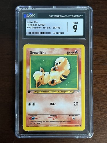 Growlithe (1st Edition) graded CGC 9 for sale on eBay