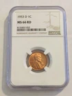 1953-D LINCOLN WHEAT CENT NGC MS 66 RD