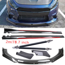 Carbon Fiber Look Red Front Lip Chin Bumper Side Skirt For Dodge Dart 2013-2018