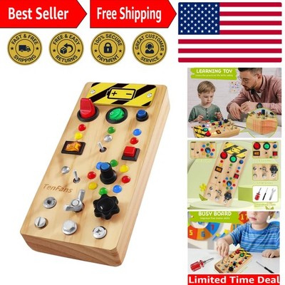 LED Light Montessori Busy Board - Educational Travel Toy with Safe Wooden Design