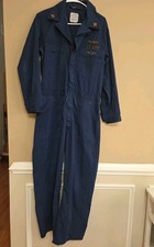 US Navy Blue Utility Coveralls 40R 4 Insignia Patches Embroidered Chest Text