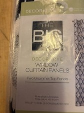 New Decorative Window Curtain Panels 40” X 63” Blue And White