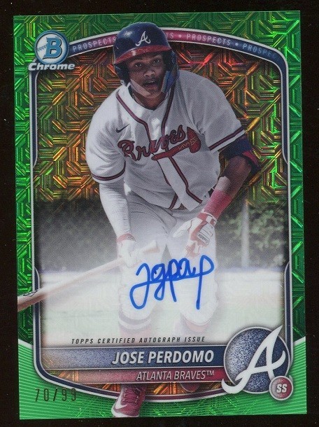 2025 Bowman Chrome Jose Perdomo Prospect Autographs #BMA-JP Green Mojo /99