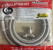 Braided Stainless Certified Appliance 6 Ft. Steam Dryer Installation Kit New 