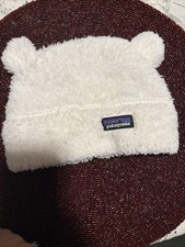 Patagonia Hat Beanie Fleece Bear Ears Kids White Sherpa Furry Friends Winter