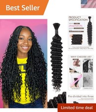 Brazilian Virgin Human Braiding Hair 18 Inch Deep Water Wave 50g No Weft Boho...