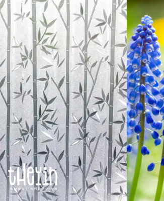 2M Bamboo Frosted Privacy Window Film – Static Cling, Bubble Free, Stained Glass Look