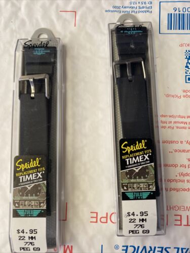 Speidel Man's 22mm Black PVC/Rubber Watch Band 776 Lot Of 2 New In Package - Picture 1 of 4