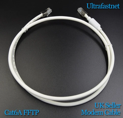 1.5m RJ11/RJ11 White Filtered Cat6a FFTP Shielded Modem router cable VDSL BT
