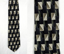 Pierre Cardin Purple, Black, & Tan Geometric Silk Tie Necktie Made in USA