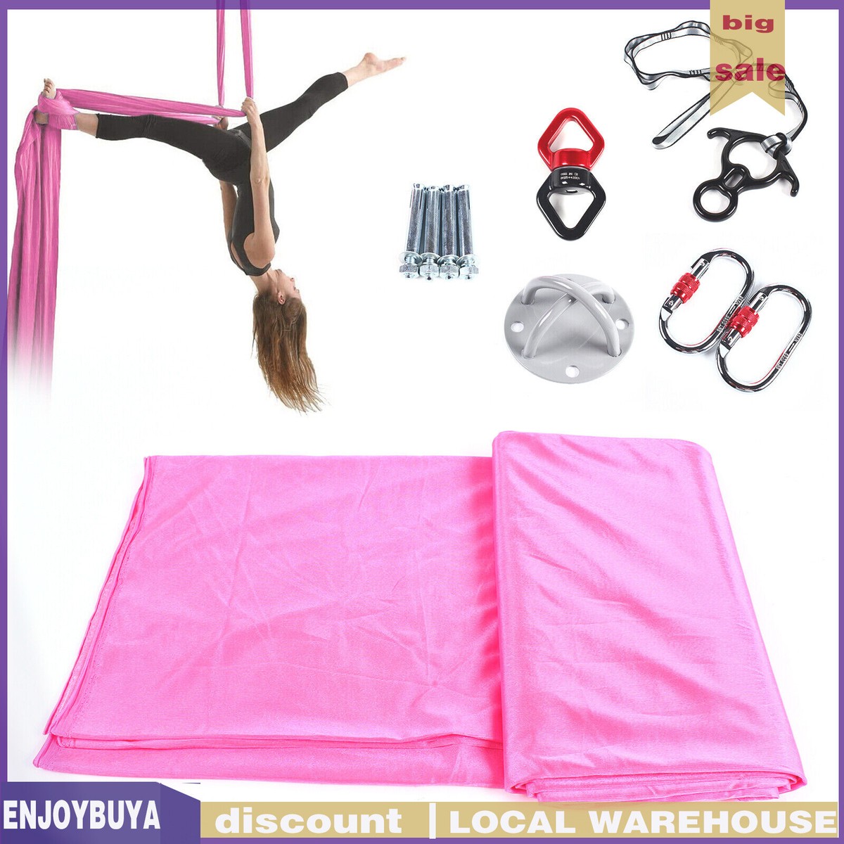 Set Attrezzatura Deluxe Per Tessuti Aerei (aerial Silks) E Amaca Yoga &ndash; Rosa &ndash; SENDERPICK