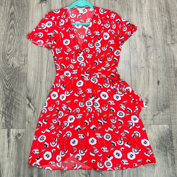 j crew red floral wrap dress J. Crew Red Floral Wrap Dress