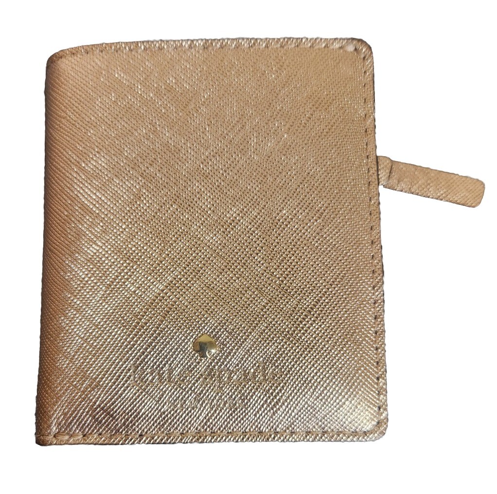 Kate Spade Rose Gold Metallic Leather Billfold Style Wallet