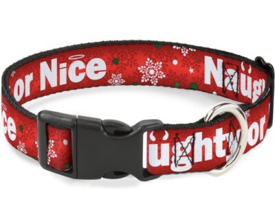 NEW BUCKLE-DOWN DOG PET COLLAR CHRISTMAS NAUGHTY OR NICE 1'' WIDE 8-15  SMALL