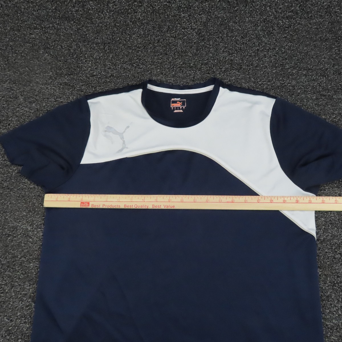 Puma Shirt Adult Large Navy Blue & White DryCell Short Sleeve