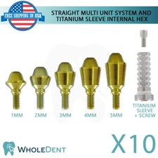 10x Straight Abutment Multi Unit 1.6mm System Titanium Sleeve Set Dental Int Hex
