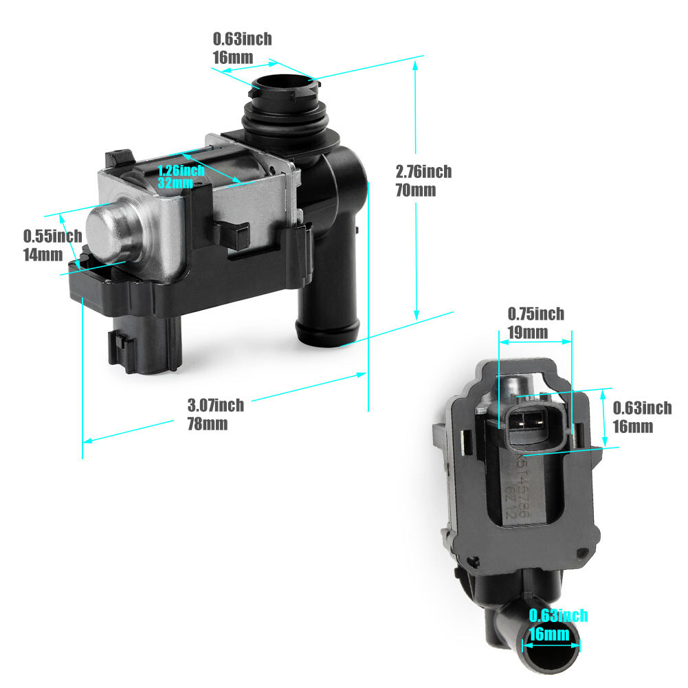 Vapor Canister Purge Solenoid 14935-JF00B – Evap Vent Control Valve For Nissan, 2-Pin, Black