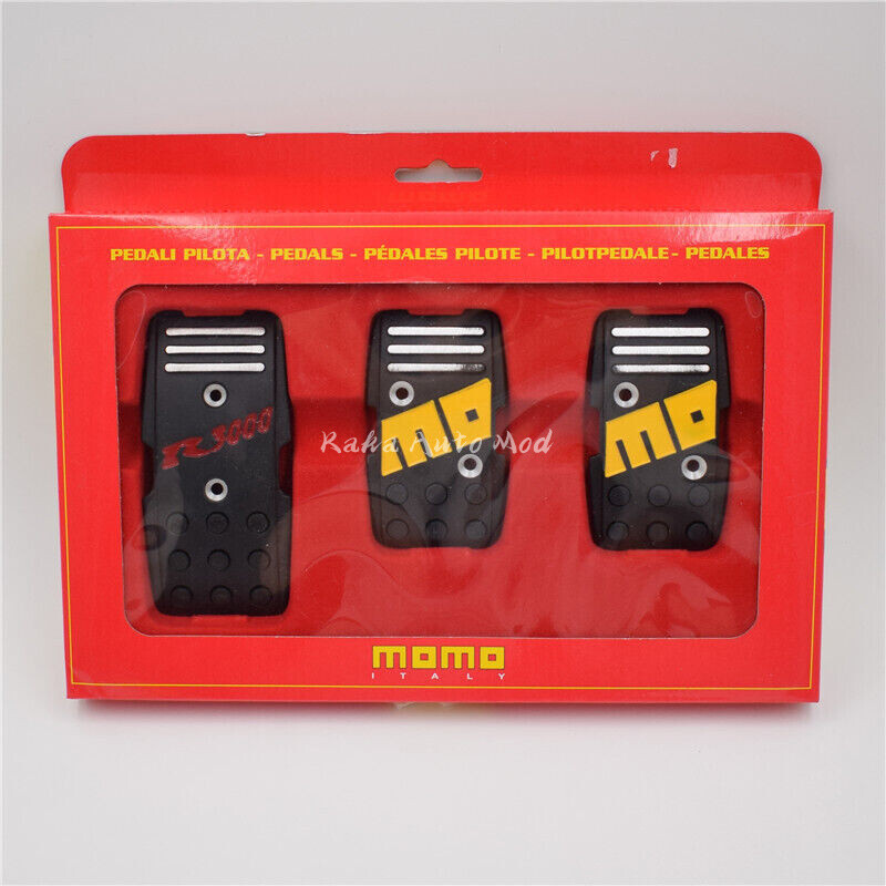 3pcs/set Momo R3000 Black MT Car Aluminum Non Slip Gas Brake Pedal