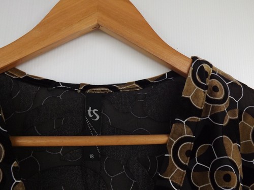 Taking Shape Cardigan 18 Womens Sheer Velour Floral TS Gold Black Ruffle Button - Picture 2 of 12