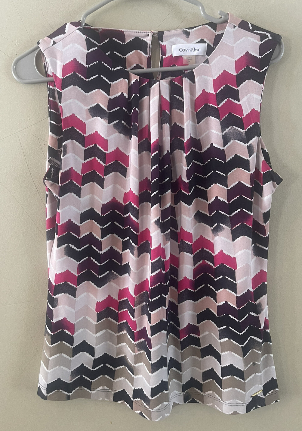 Calvin Klein sleeveless pleated blouse sz petite medium | eBay