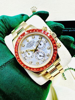 Rolex Daytona 116578 SACO Yellow Gold Orange Sapphire Mother