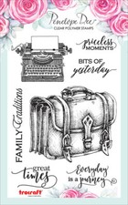 Satchel Typewriter Clear Rubber Stamp Set PENELOPE DEE 4"X5.75" PD1092 New