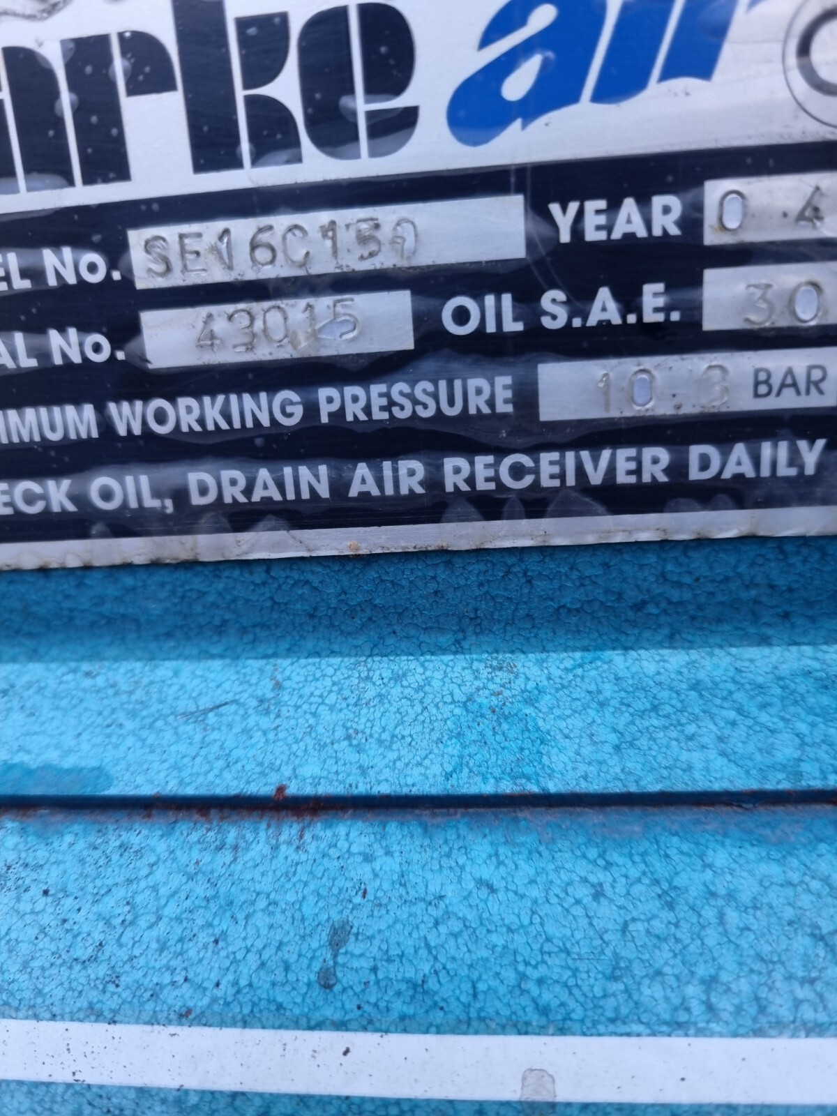 Clarke Air Industrial Compressor Used Good Working Condition eBay