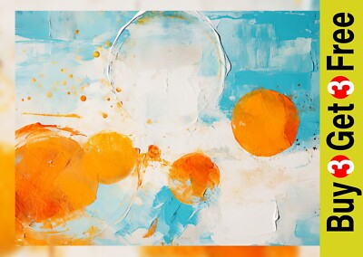 Blau Orange Kontrast 5''x7'' Druck auf mattem Papier | Dynamische minimalistische Malerei