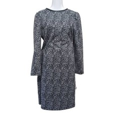 Nine West Women's Long Sleeve Animal Print Puff Sleeve Knit Shift Dress, 10