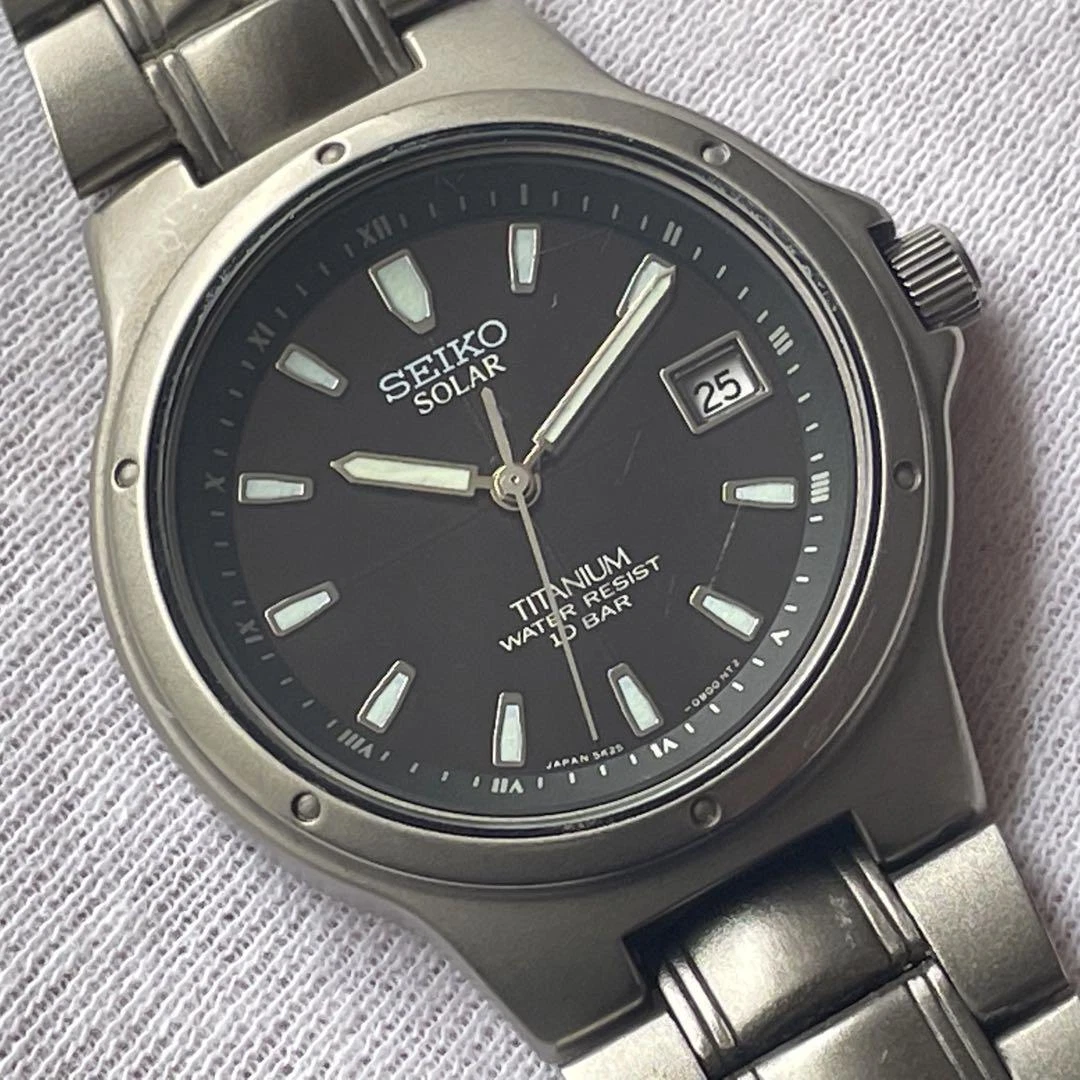 SEIKO SOLAR TITANIUM 5K25-0A80 QUARTZ MEN'S SOLAR BLUE (732