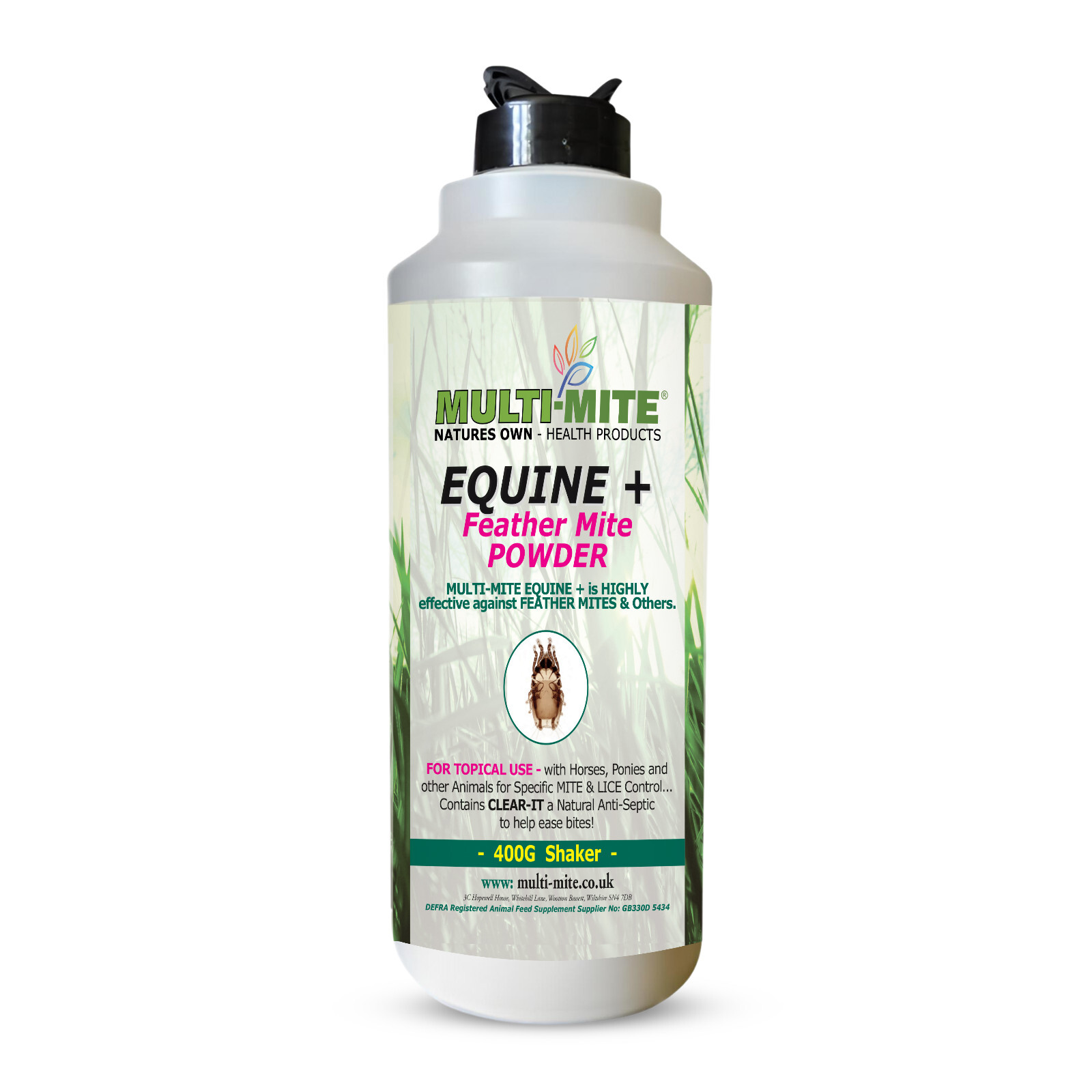 MULTI MITE® Equine+ Feather Mite Powder - 400G - Horses, Pony, Lice, Mites