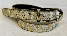 Vintage Absolutely Fresh Glitter Silver Gold White Glitter Medium Belt Disco