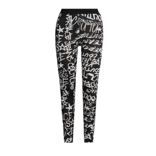 NWT Versace Jeans Couture Graffiti Logo Leggings 42 (6) - Black - MSRP $225 - 第 1/6 張圖片
