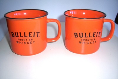 2 Bulleit Frontier Whiskey Orange Ceramic Mug Cups