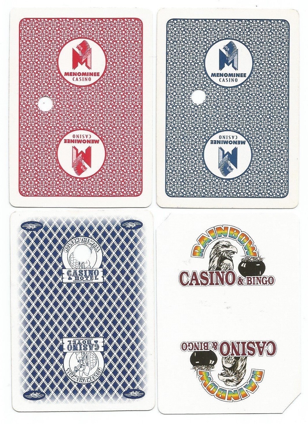 4 single swap playing cards, Wisconsin Casinos, Menominee, Rainbow